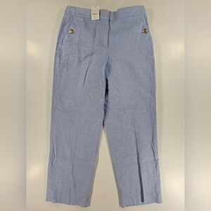 NEW J Crew Linen Blend Sailor Hook Eye Pants Ankle Women's 8 Light Blue NWT